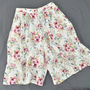90’s Susan Bristol High Waist Plissee Floral Culotte Shorts Skirt White Pink 8 - Bild 1 von 12