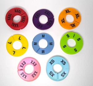 Clothing Round Rack Ring Dividers Lot (26) Various Colors Black Print XXS-XXXL - Picture 1 of 9