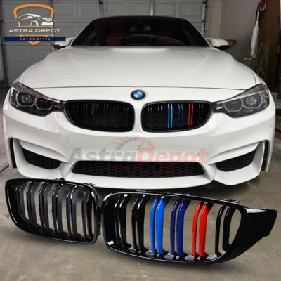 For 2014-20 BMW 4 Series F32 F33 F36 F82 Front Kidney Grille M-Color Gloss Black - Image 1 of 4