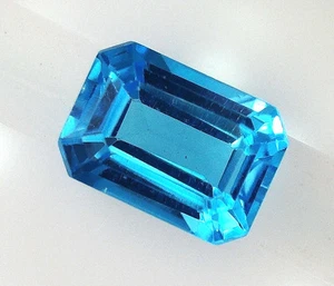 EGL USA CERTIFIED BLUE COLOR NATURAL TOPAZ 1.28 CT EMERALD STEP GEMSTONE  - Picture 1 of 5
