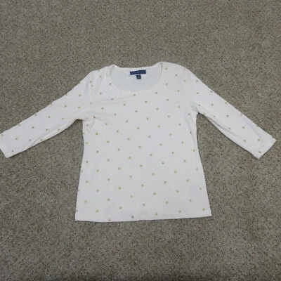 Camisa Karen Scott Mujer Manga 3/4 Blanca Talla PS Brillo Estrellas Cuello Redondo Foto 1 de 4