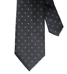 Polka dot tie Blue spots on black background by L.A. Smith NEW dc - Picture 1 of 2