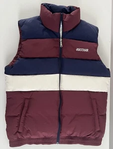 Asics Tiger Men Medium Red Blue White CB Color blocked Down Zip Vest Big Logo - Picture 1 of 3
