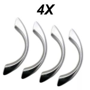 4X PLASTIC Chrome Drawer Pulls Cabinet Door Cupboard Silver Handles W Screws AD4 - Picture 1 of 1