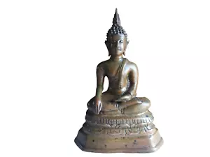 ฺBronze Buddha, 19th century Thai Soil Base, H 15 cm, (Introductory price) - Picture 1 of 12