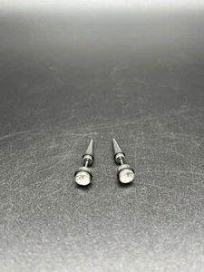 Surgical Steel Fake Ear Stretchers Taper Rhinestone Screw Stud Earrings - Picture 1 of 5