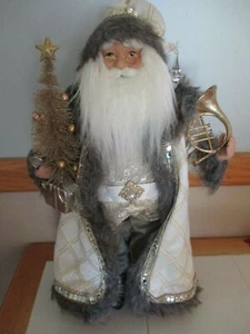 Neu mit Etikett große 20" SCHMUCK Gold & Silber Weihnachten Weihnachtsmann Figur Statue-Horn! - Bild 1 von 7