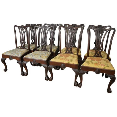 Antique Set of 8 Chippendale Mahogany Ball and Claw Dining Chairs #21619 Cover