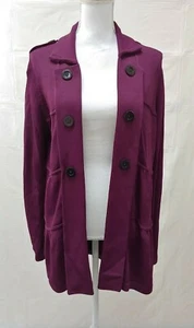 J'envie Damen Cardigan Jacke Medium lila vorne offen Schößchen Retro-Stil Viskose - Bild 1 von 6