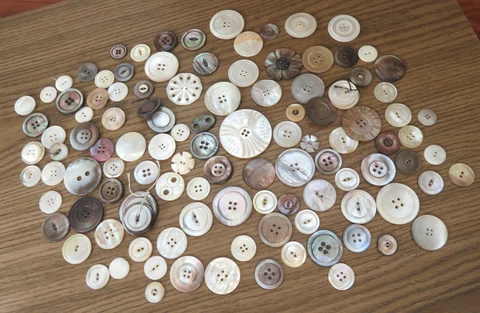 EXCELLENT GROUP of 116 FASHION BUTTONS in MOTHER of PEARL & ABALONE Antique Cover