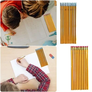 Yellow Hexagonal Wooden Pencils With Eraser For Elementary Students(10 PCS) - Picture 1 of 13