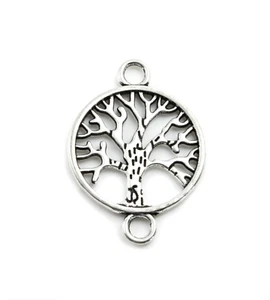 4x Verbinder Wunschbaum silber 28 x 20 mm ID2,5 mm Armband herstellen Lebensbaum - Picture 1 of 1
