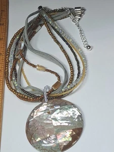 Chico's Schmuck Multi Strang Rocailles Medaillon Anhänger Halskette 15" - 19" - Bild 1 von 11