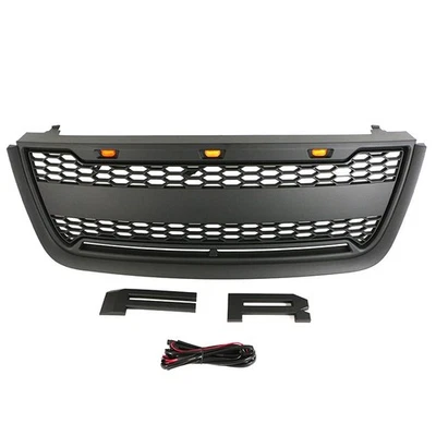 Rejilla delantera negra apta para Ford Expedition 2003 2004 2005 2006 parrilla con LED Foto 1 de 4