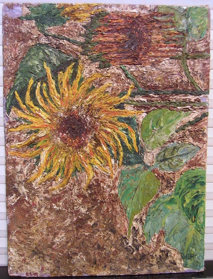 Pintura Floral Impasto Abstracto Brutalista MCM De Colección Años 60 Foto 1 de 4