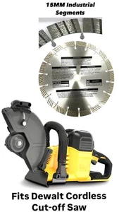 9 Zoll Pro Turbo Segment 15 mm Diamanttrennscheibe passt Dewalt kabellos bürstenlos Cut-Off - Bild 1 von 15