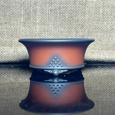 Bonsai tree pot, handmade sculpture, Ceramic, Hand-engraved buttons like copper - Image 1 of 4