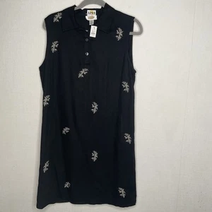 Vestido Polo Talbots Lino Mezcla Rayón Bordado Para Mujer Talla 12 Pequeño Negro - Imagen 1 de 13