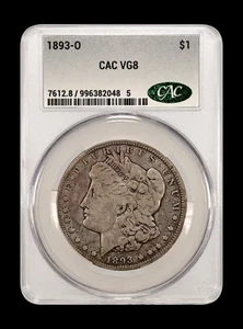 1893-O Morgan Dollar, CAC / CACG VG8 - Picture 1 of 2