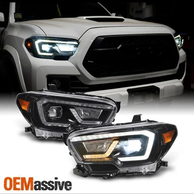 For 2016-23 Toyota Tacoma SR/SR5 Full LED Sequential Projector Black Headlights - Image 1 of 4