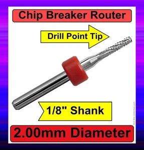 2mm Router Bit Carbide 1/8" Shank Chip Breaker Drill Point 1 Piece MDF urc156 - Picture 1 of 5