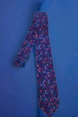 NUEVO J. Corbata floral de algodón CA982 - rosa/azul/púrpura Foto 1 de 4