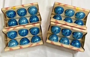 24 Vintage 1950 Turquoise American Made Coby Glass Ornaments Original Boxes - Picture 1 of 6