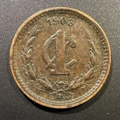 1903 Mexico 1 Centavo Copper Coin Better Date Second Republic Better Grade - Image 1 of 2