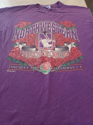 Vintage 90's Northwestern Wildcats University Rosebowl 1996 Purple Large Logo - Image 1 of 4