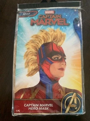 NUEVO Disfraz Capitana Marvel Máscara Adulto Talla Única Cosplay Halloween Mohawk Foto 1 de 2