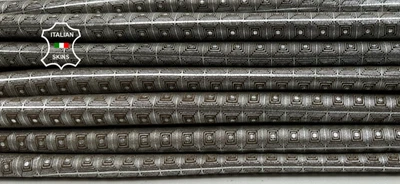 METALLIC SILVER EYE ATTRACTION PRINT Lambskin leather 2 skins 8sqf 0.6mm #C5655 - Image 1 of 4