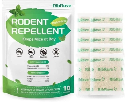 10 Pouches Rodent Repellent Peppermint Oil Mice Repellent Rats Repellent - Image 1 of 4