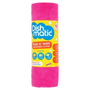 Dishmatic Pink Microfiber Cloths in 10 Packs Machine Washable Reusable Absorbent - Picture 1 of 17