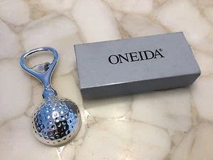 NEW IN BOX!! SALE!! ONEIDA SILVER BOTTLE OPENER GOLF BALL TARNISH RESIST. NIB! - Picture 1 of 4