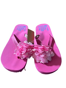 Women Shoes Wavewear Pink Flip Flops Arch Support Pink Flowers Size 9 - Picture 1 of 2