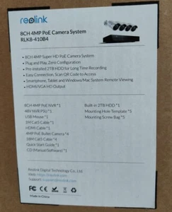 Reolink 8CH 4MP POE Camera System 2TB HDD RLK8-410B4 New In Box 48V NVR PSU - Picture 1 of 6