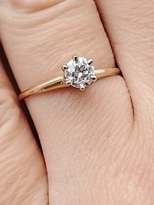 Anillo antiguo de 14k con diamante blanco grande de muy alta calidad de más de 100 años talla 7 - Imagen 1 de 19