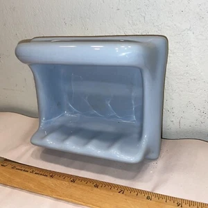 VTG Light Sky Baby Blue Ceramic Tile-In Wall Mount Bathroom Soap Dish Grab Bar - Picture 1 of 6