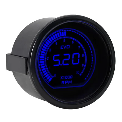 2" 52mm  Digital EVO Blue / Red LED 0-10000 RPM Tachometer Gauge Meter Universal - Image 1 of 4