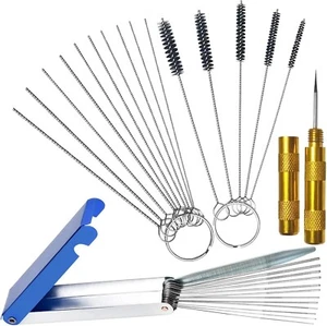 Carburetor Cleaning Kit, 13 Wires/10 Needles/5 Brushes/1 Pick, Torch Tip Cleaner - Picture 1 of 7