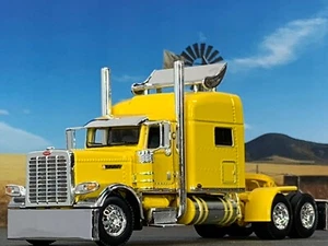1/64 DCP YELLOW PRIDE & CLASS PETERBILT 389 W/ 70" MID ROOF W/ TURBO WING - Picture 1 of 6