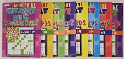 New 8 Large Print Great Big Crosswords Kappa Puzzle Books Vol#149-156  Fun Hobby - Image 1 of 4