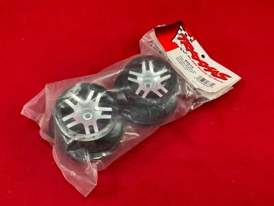 TRAXXAS 5876 SLASH 2WD FRONT SATIN / BLACK split spoke Wheels 1/10 new tra5876 - Image 1 of 3