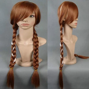 Fashion Long Brown Weaving Braid Plait Pigtail Costume Cosplay Wig Wigs +Wig Cap - Picture 1 of 4
