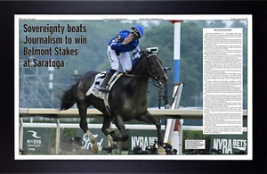 2025 Belmont Stakes Sovereignty For the Win Framed Newspaper Print New! - Picture 1 of 1