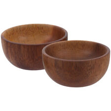 2 Wood Condiment Dishes Small Bowls for Dipping Sauce and Cooking Prep-QX