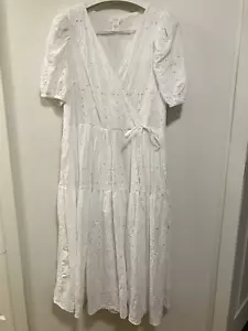 H&M Dress Women's Sz S White Eyelet Lace Romantic prairie Cottagecore Country - Picture 1 of 9