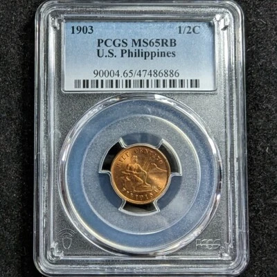 1903 Half Centavo PCGS MS65RB US Philippines 1/2c 90004.65 47486886 - Image 1 of 4