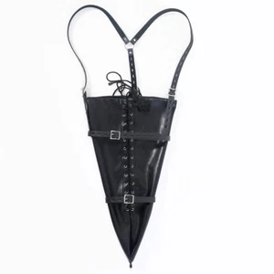 Carpeta de brazo de cuero PU manos con cordones sujeción guante individual negro bondage - Imagen 1 de 9