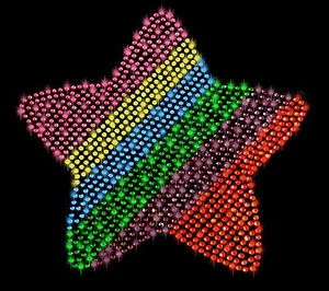 STRASSSTEINE STERN PEACE BÜGELBILD HOTFIX APPLIKATION BUNT REGENBOGEN GAY PARADE - Picture 1 of 2